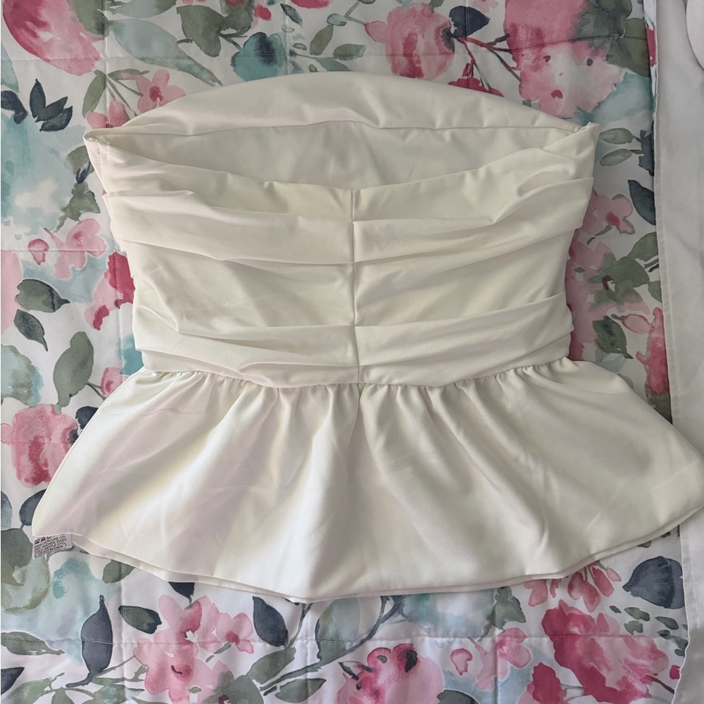 White Strapless Ruffly Top - Picture 2 of 2